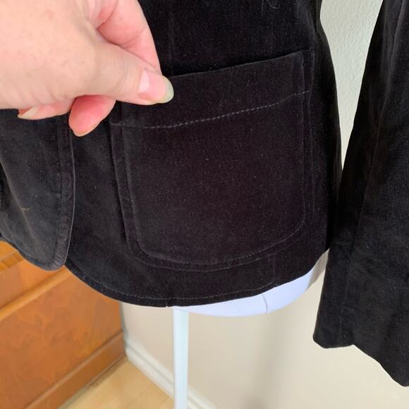 Gap Size 2 Women's Velvet Two Button Blazer jacket Black Career Work Holiday - Picture 7 of 13